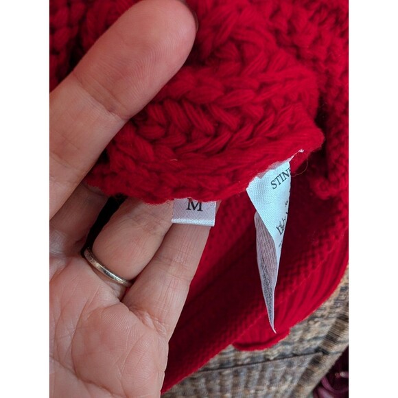 Stine Goya Nicholas Wool Lantern Sleeve Mock Neck Sweater Medium Red Chunky Knit - Picture 4 of 6